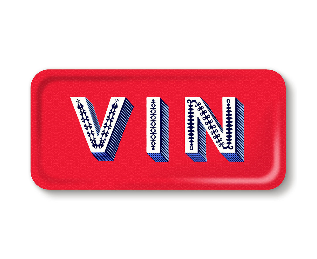 Word Rectangular Tray - Vin - by Jamida