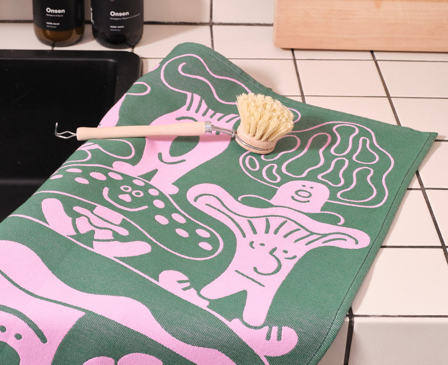 Woven Cotton Dish Towel - Mushrooms - by Wrap