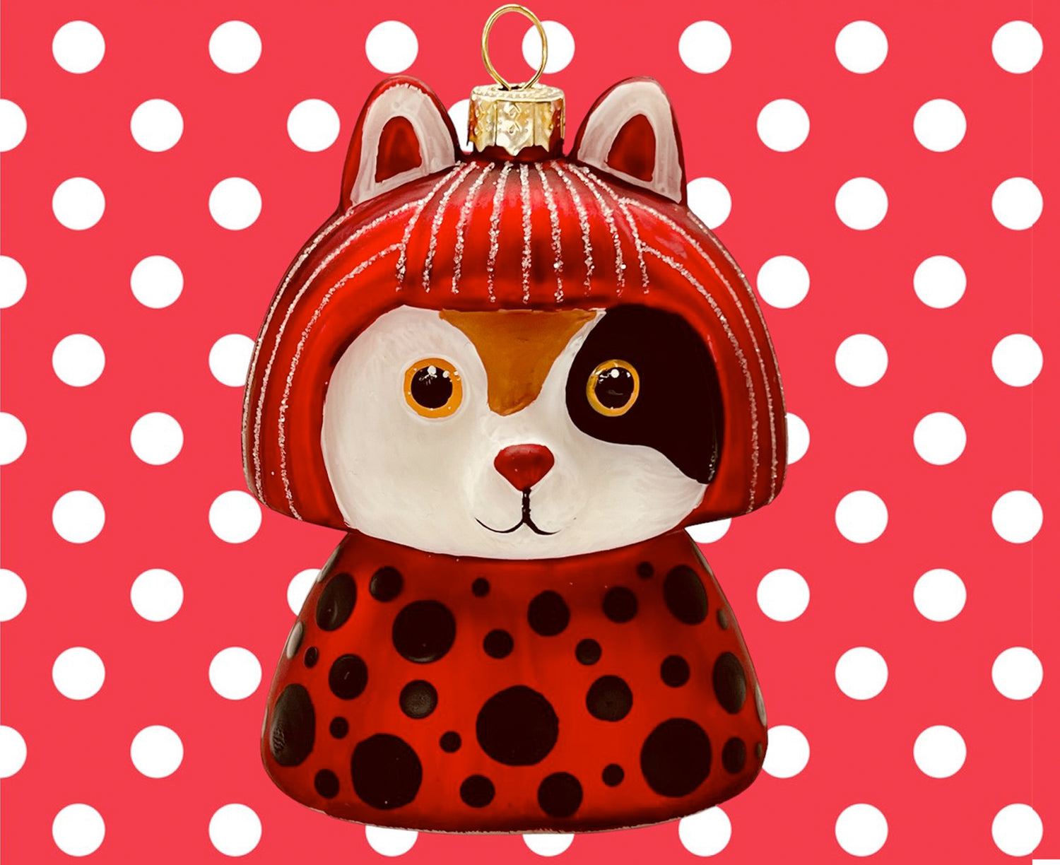 Kusameow Glass Ornament by Naked Decor