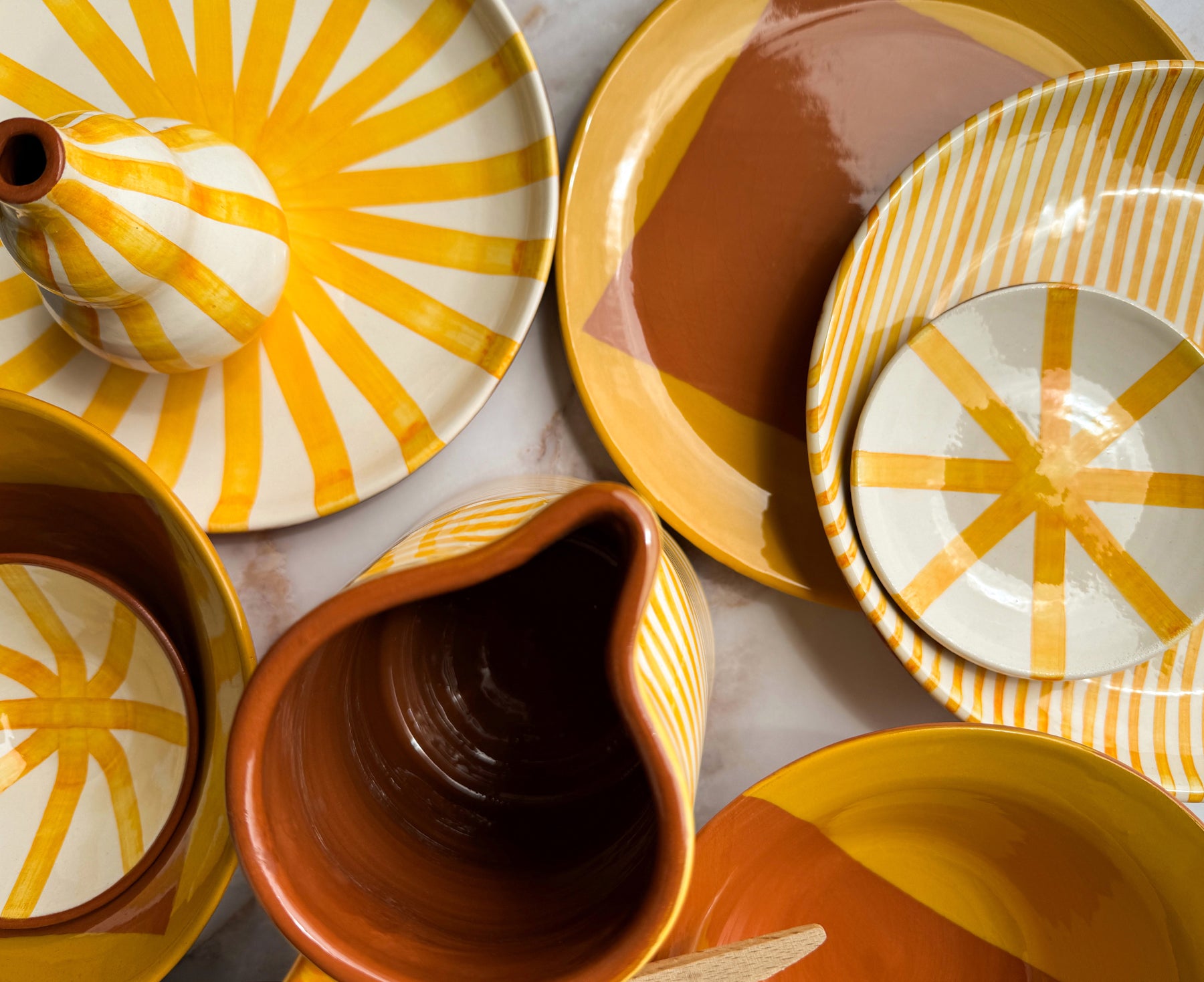 Ray Terracotta Salad Plate in Yellow by Casa Cubista