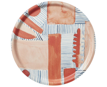 Blush Block and Line Round Tray by Donna Wilson