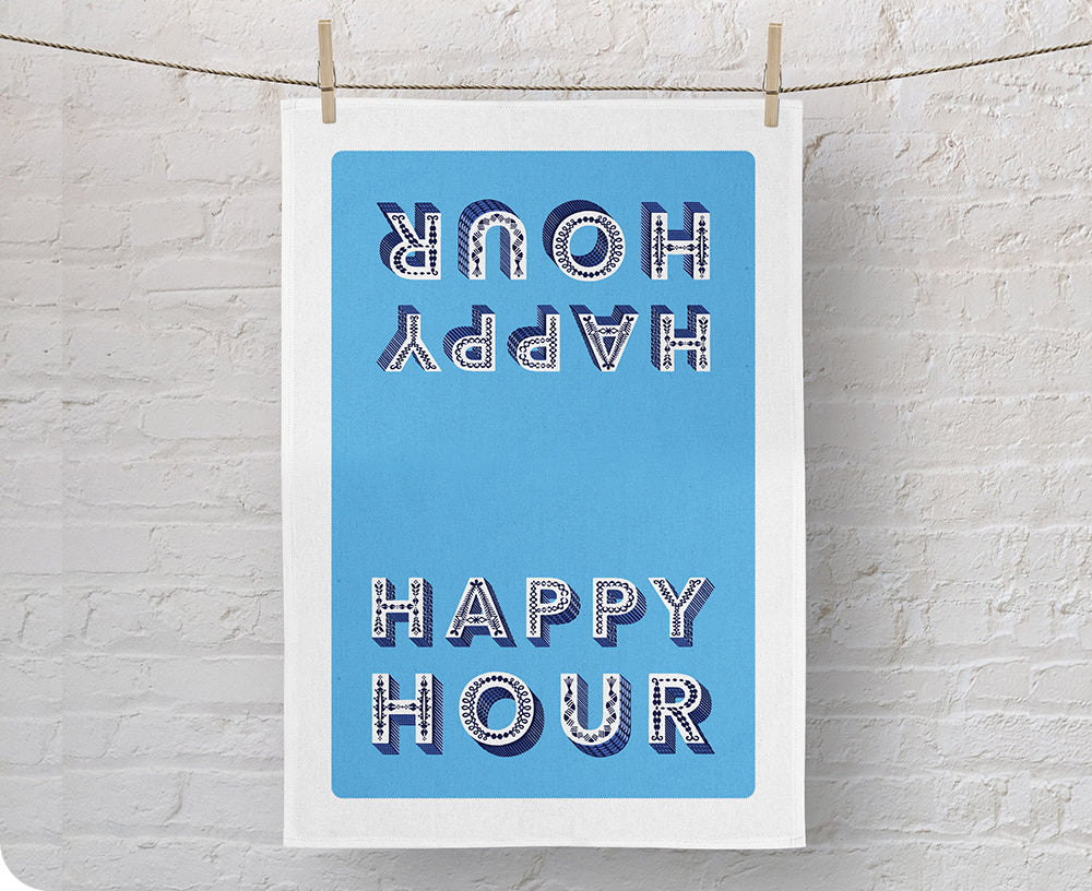 Word Dish Towel - Happy Hour - by Jamida