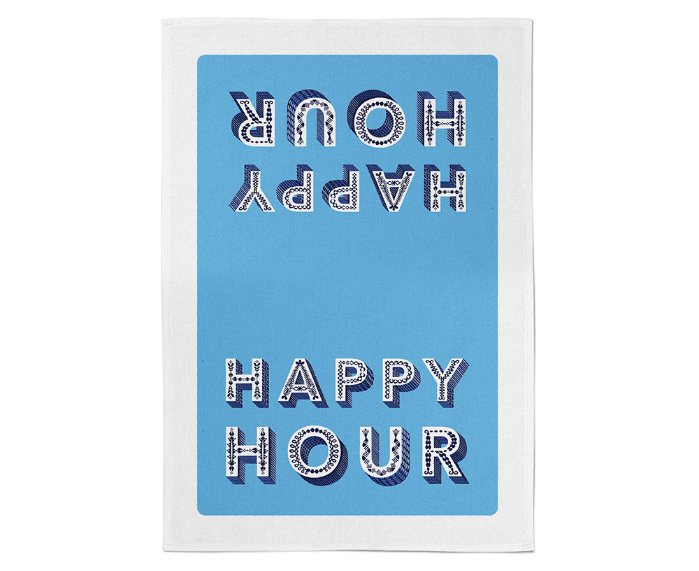 Word Dish Towel - Happy Hour - by Jamida
