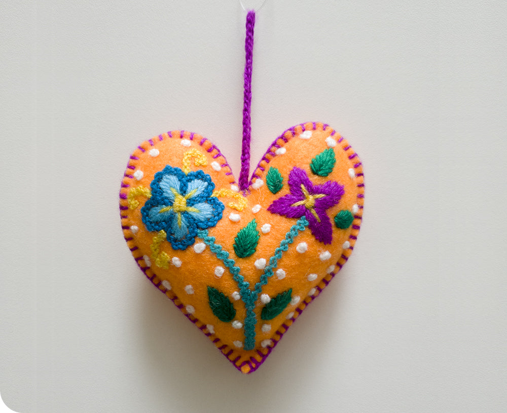 Embroidered Felt Hearts