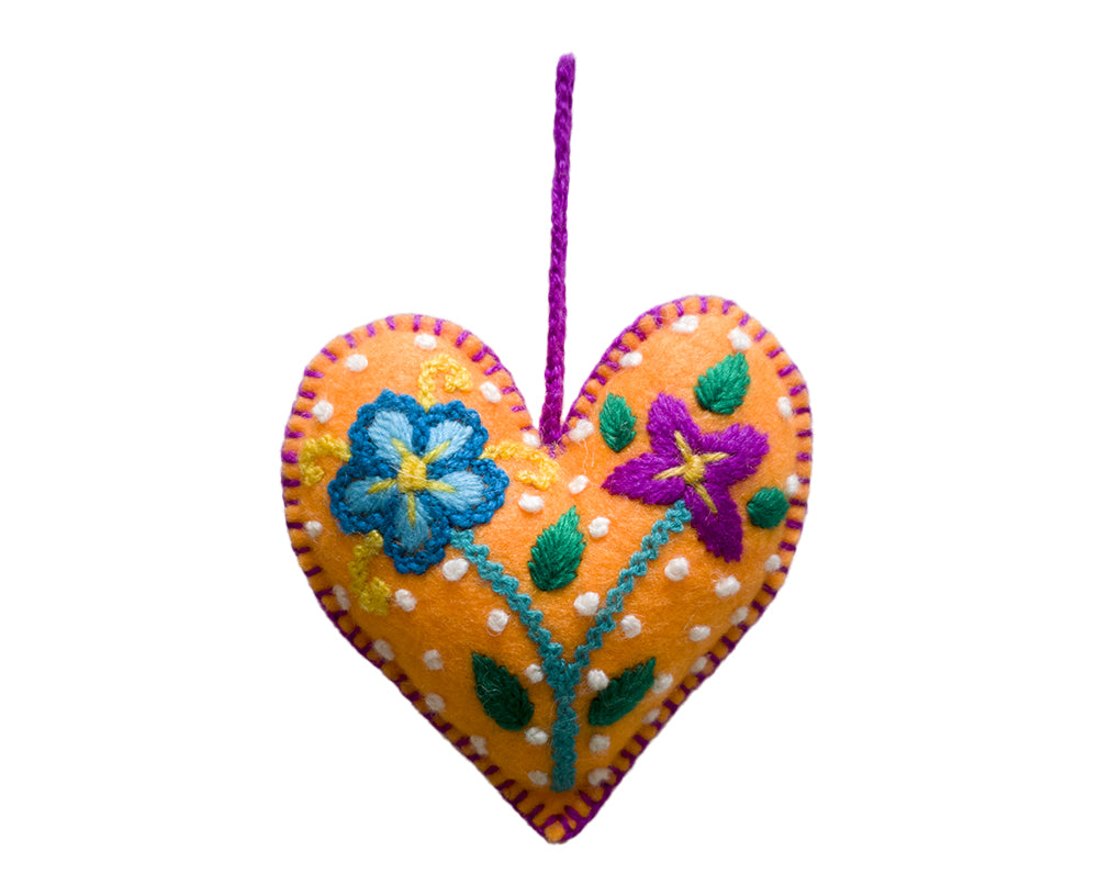 Heart Felt Ornament in Yellow by Inspired Peru
