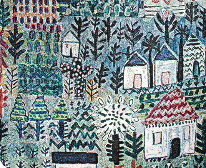 Little Houses Woven Blanket by Lucy Tiffney