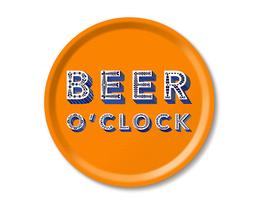 Round Word Tray - Beer O'Clock - by Jamida