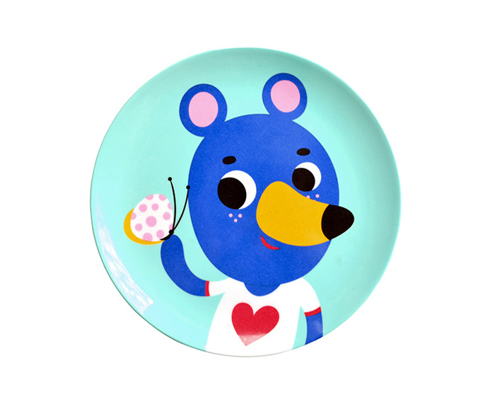 Blue Bear Melamine Plate by Petit Monkey