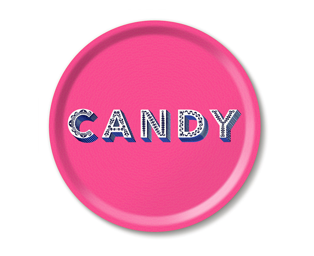 Word Round Tray - Candy - by Jamida