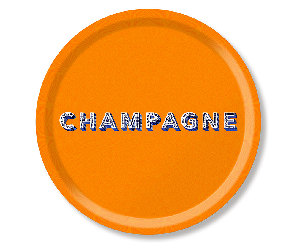Word Round Tray - Champagne Orange - by Jamida
