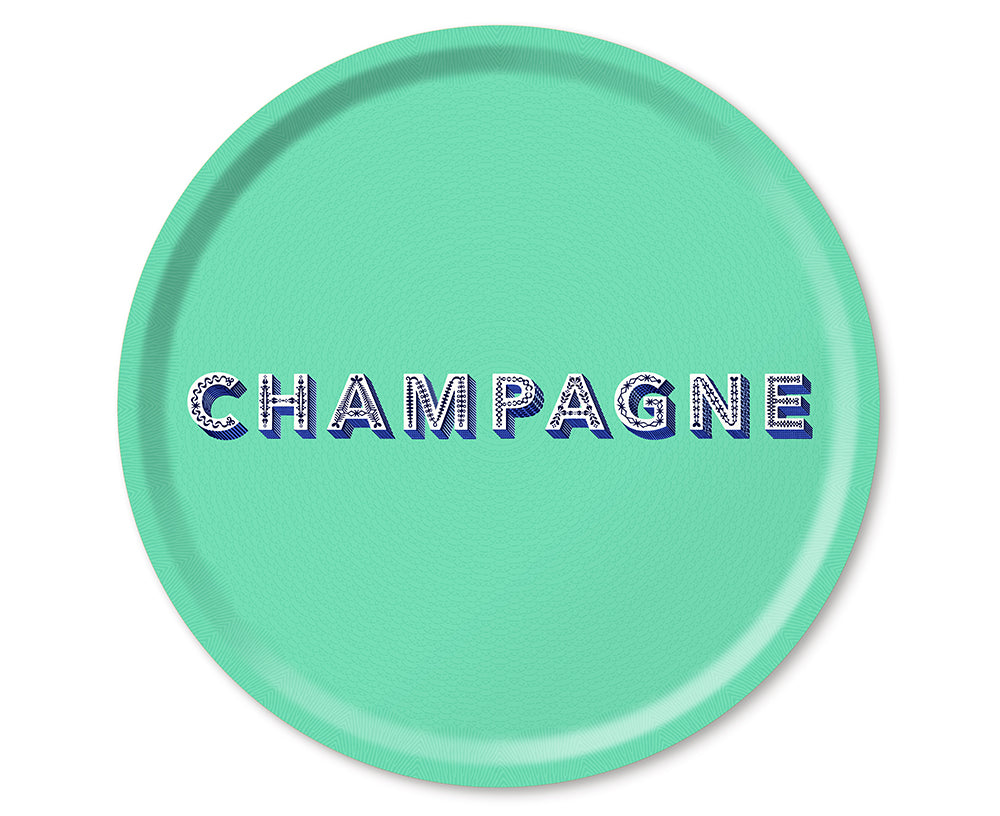 Word Extra Large Round Tray - Champagne - by Jamida