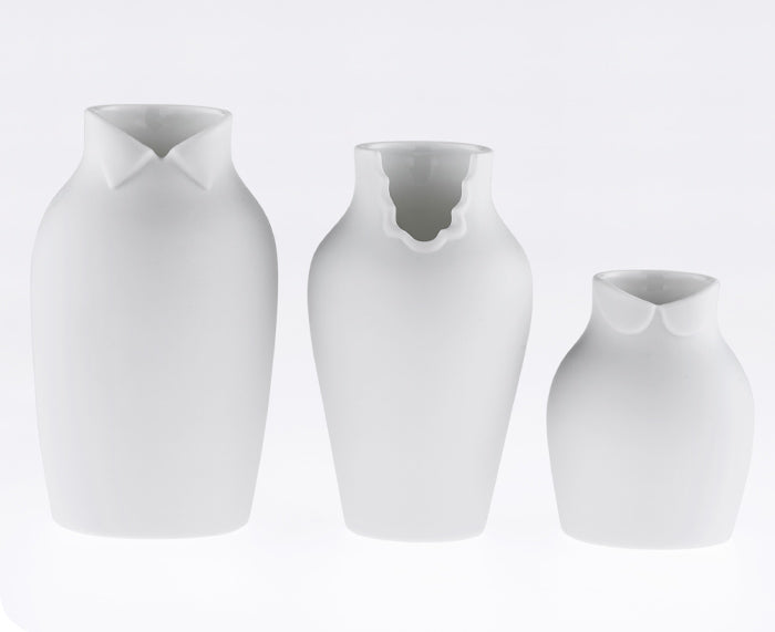 Dress Up Vases in White by Ceramic Japan