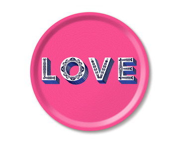 Word Round Tray - Love Bright Pink - by Jamida