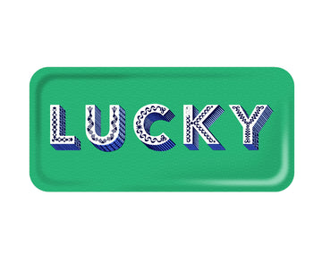 Word Rectangular Tray - Lucky - by Jamida