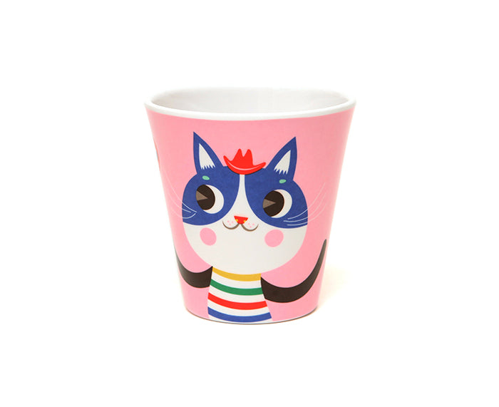 Pink Cat Melamine Cup by Petit Monkey