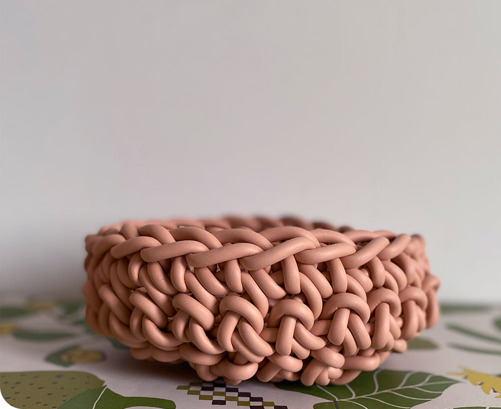 Rubber Crocheted Bowl - Medium Blush - by Neo