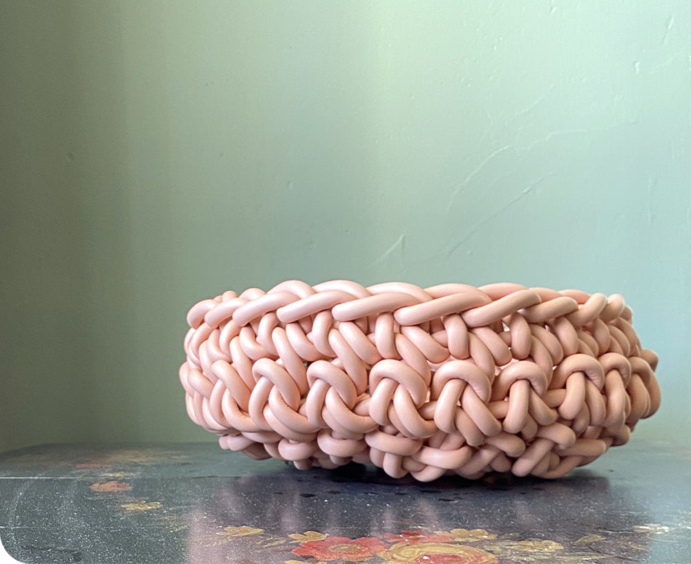 Rubber Crocheted Bowl - Large Blush - by Neo