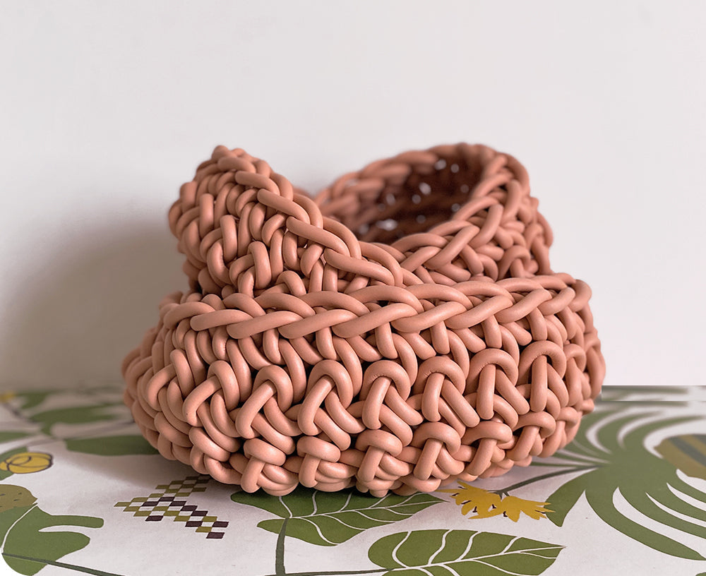 Rubber Crocheted Bowl - Medium Blush - by Neo