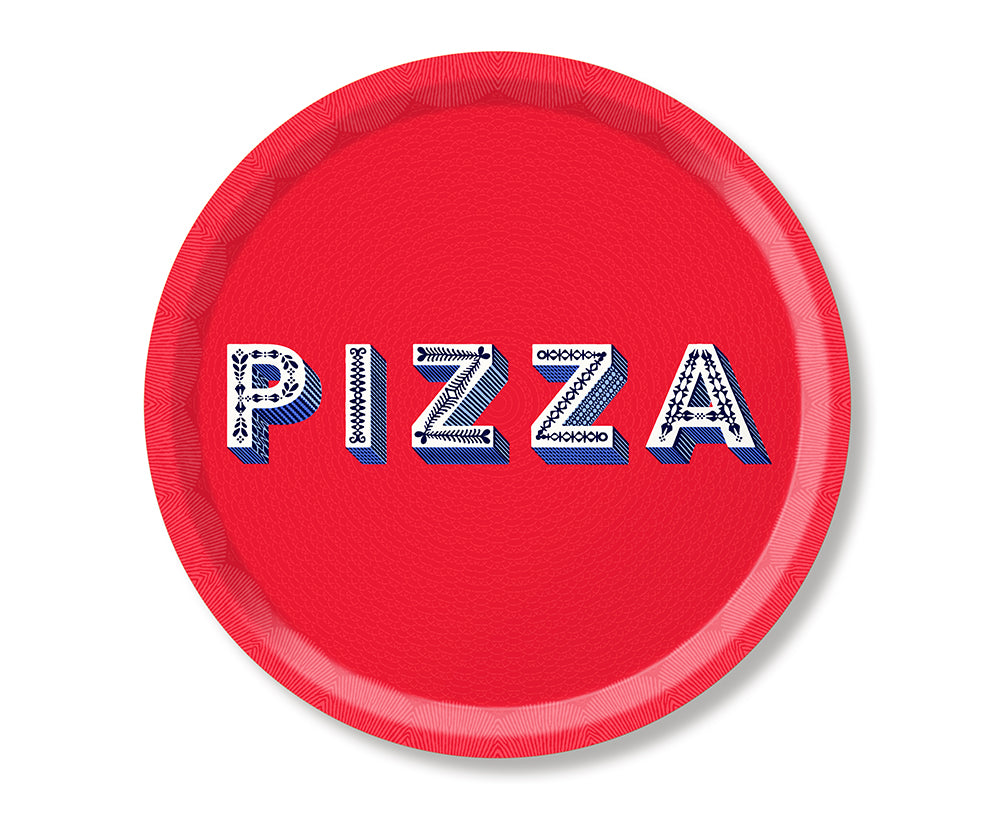 Word Round Tray - Pizza - by Jamida