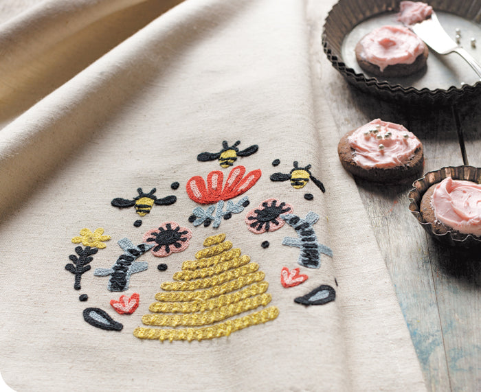 Frida Embroidered Dish Towel by Danica Studio