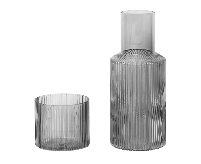 Ripple Smoked Glass Carafe Set by Ferm Living