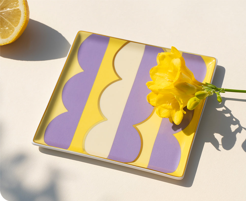 Riviera Wave Hold-All Tray in Lilac and Yellow by Octaevo