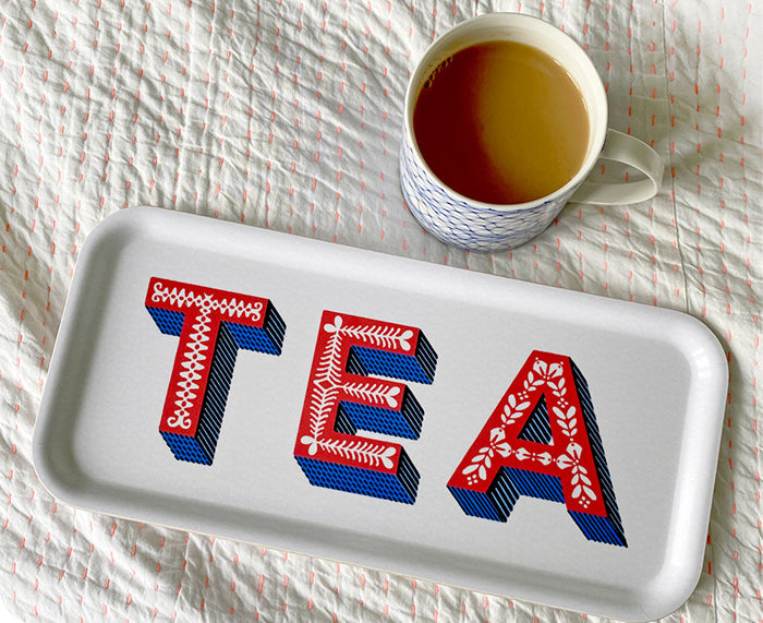 Word Rectangular Tray - Tea - by Jamida