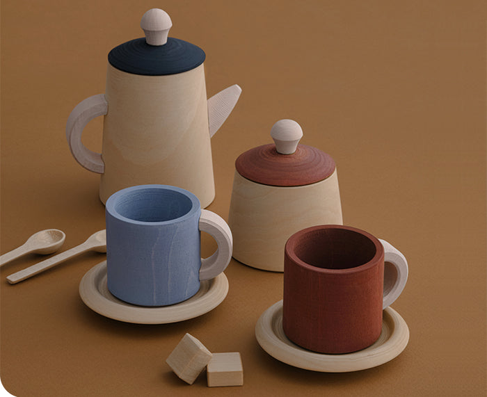 Tea Set in Terra and Blue by Raduga Grez