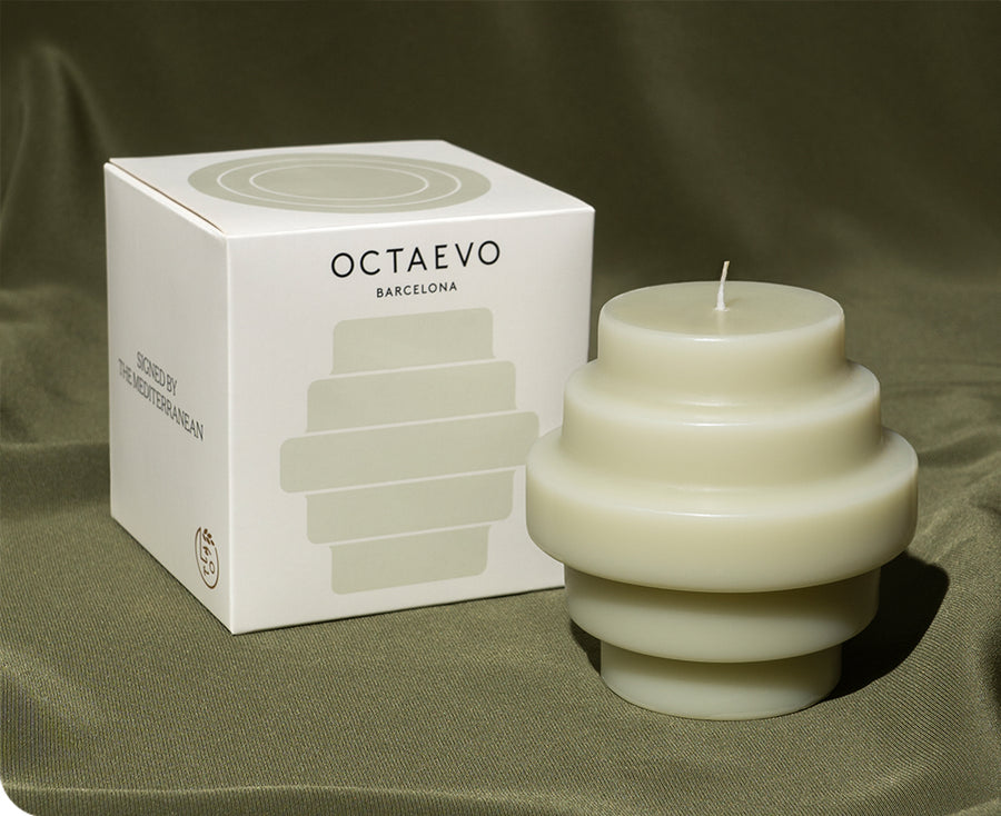 Templo Candle Sculpture in Ash Green by Octaevo