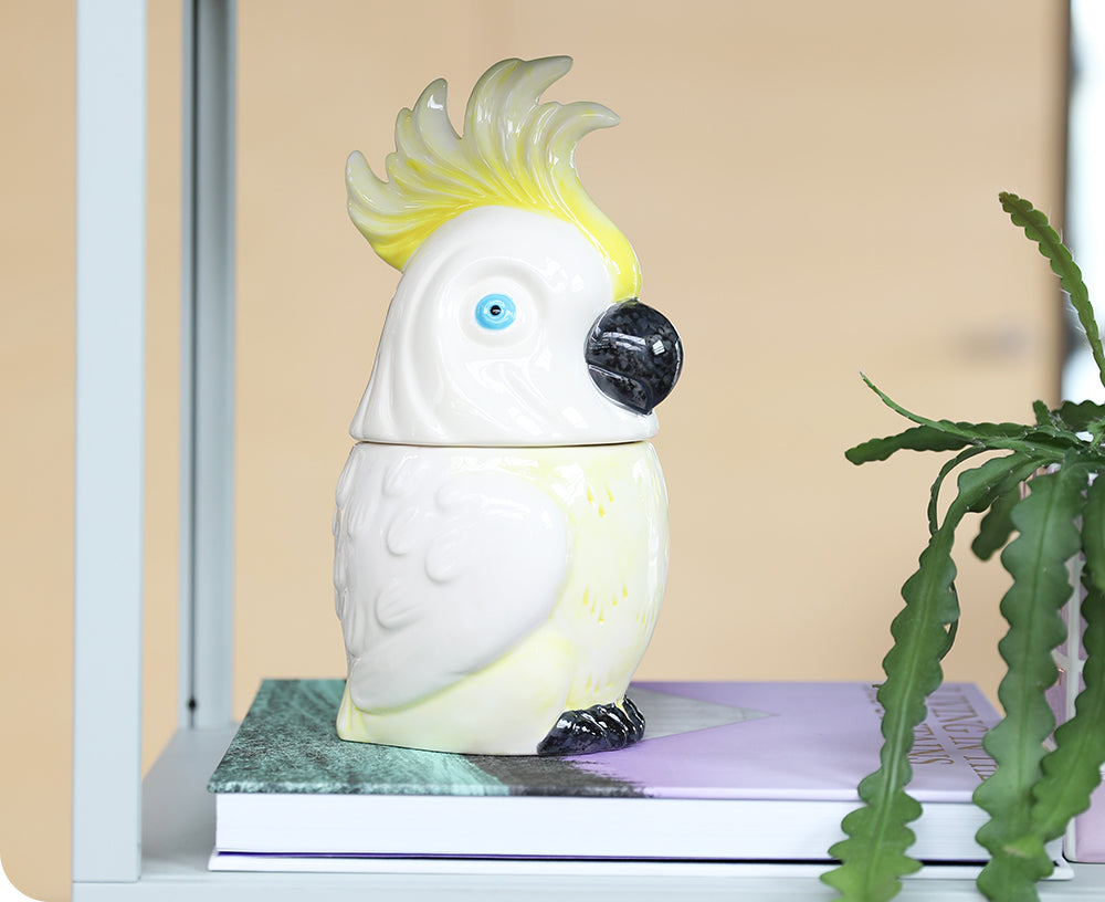 Cockatoo Ceramic Jar in Yellow by &amp;Klevering
