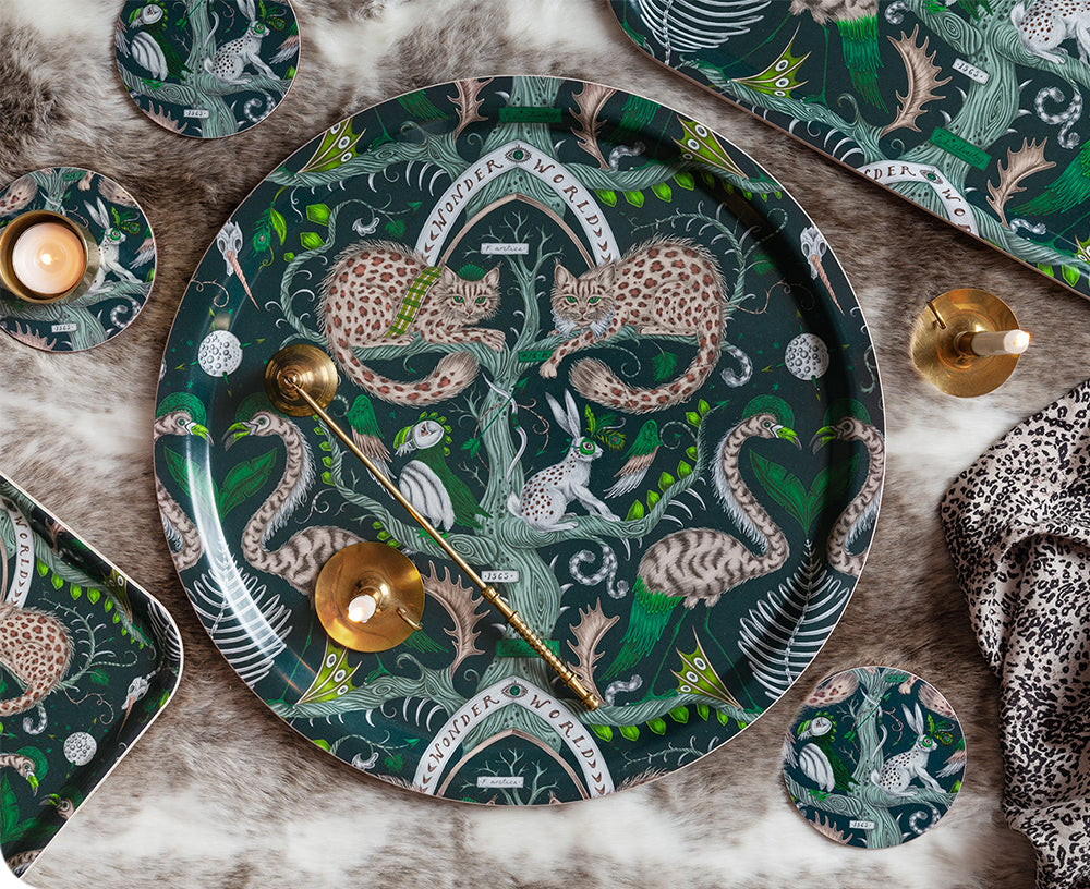 Wonder World Round Tray in Teal by Jamida